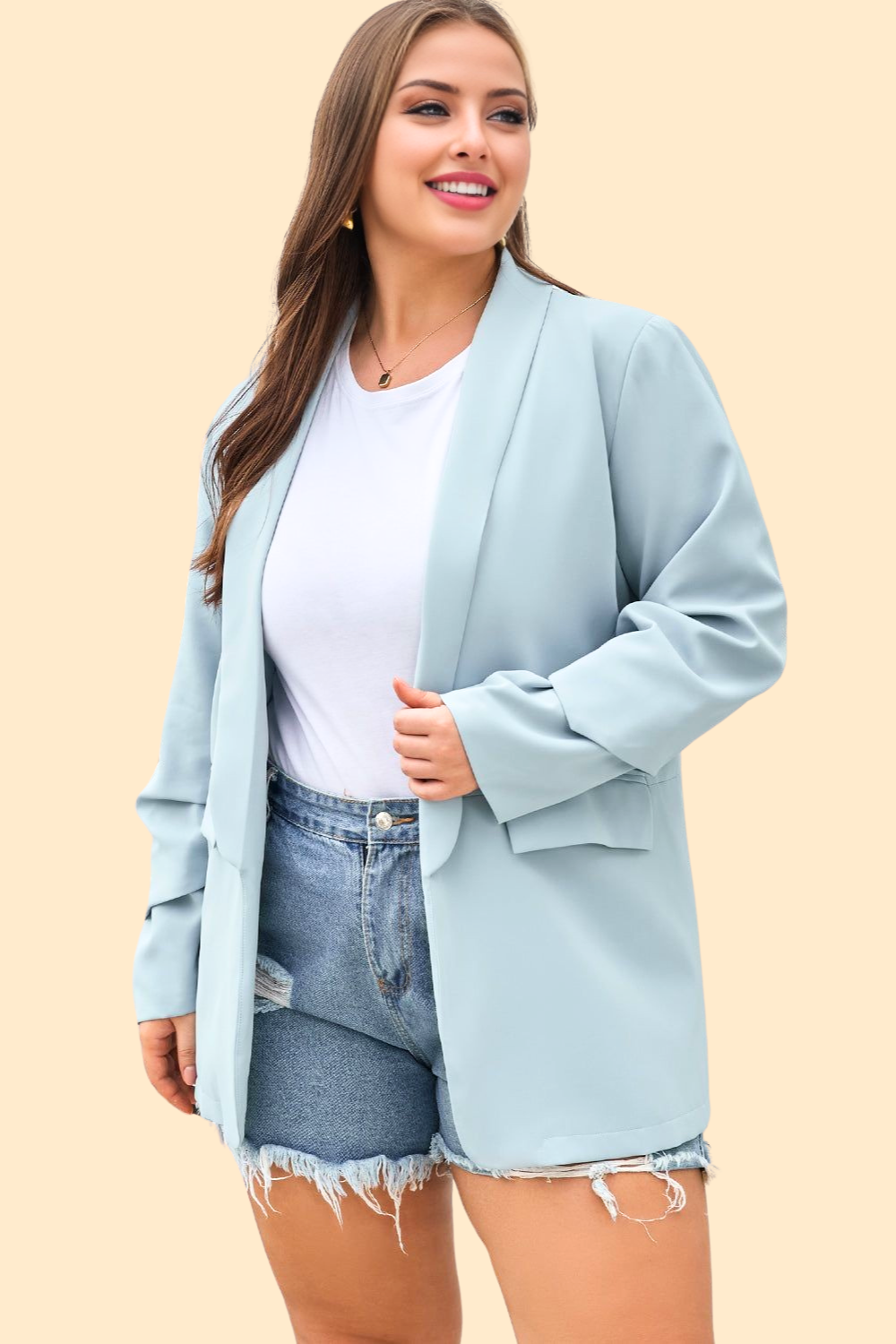 Blazer with a shawl collar in Air Force Blue hue