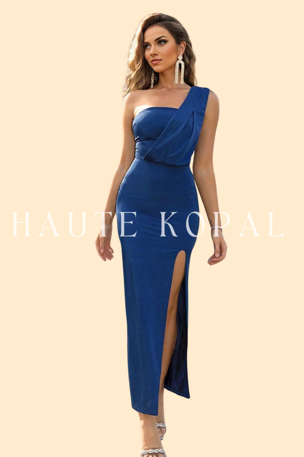 One-Shoulder Split Maxi Dress by Haute Kopal