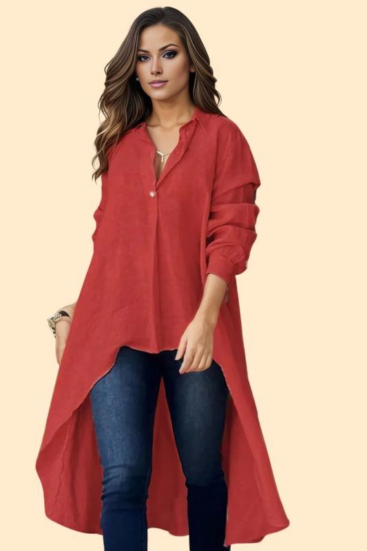 Deep Red high-low shirt by Haute Kopal