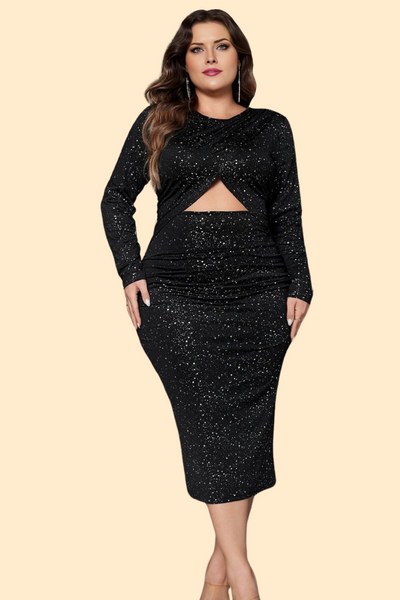 Plus size cutout slit dress by Haute Kopal