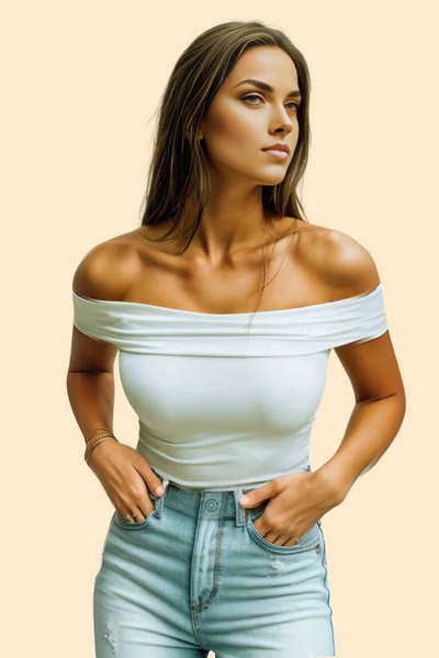 White off-shoulder blouse by Haute Kopal