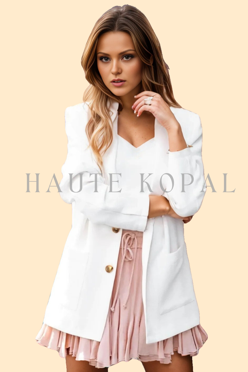 Buttoned lapel collar blazer