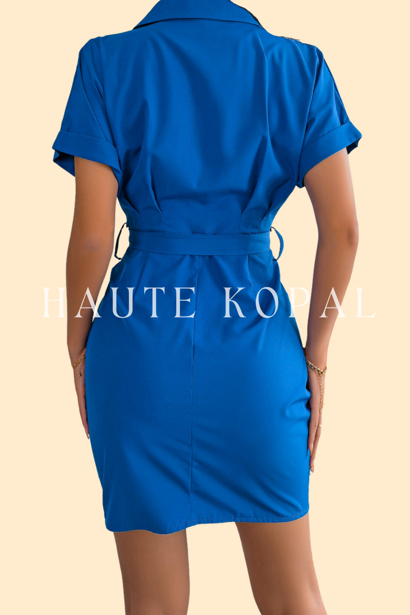 Button-down dress with ruched detailing