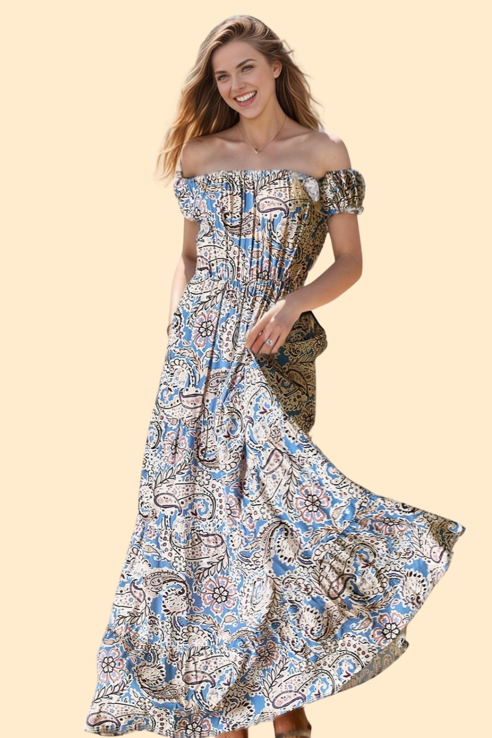 Floral printed off-shoulder dress