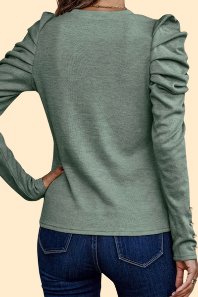 Sage puff sleeve blouse