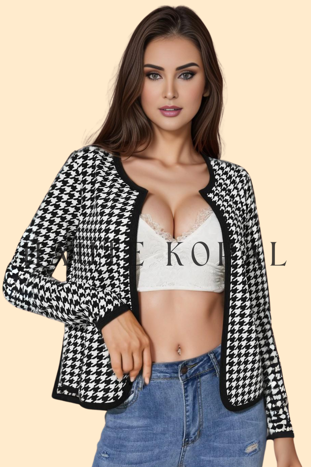 Black open front jacket