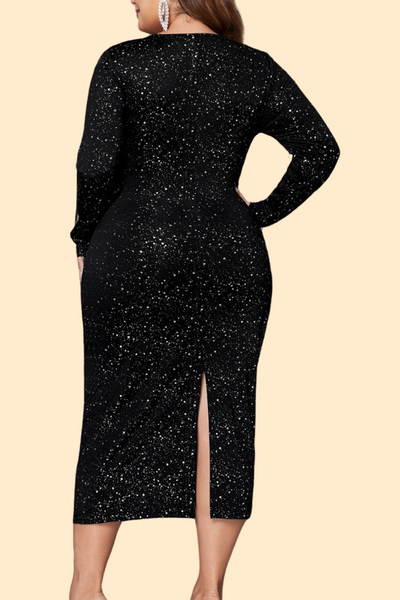 Black plus size dress by Haute Kopal