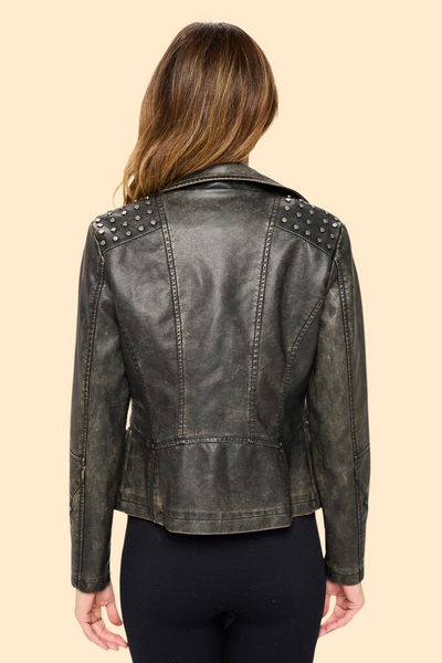 Winter jacket with a stylish studded design for biking