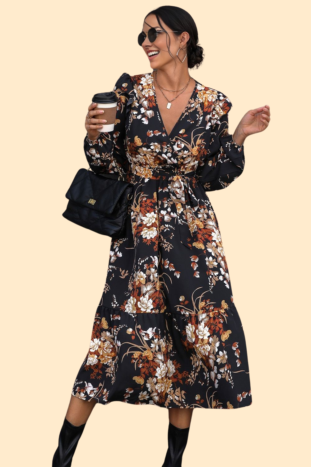 Bohemian-inspired floral midi dress