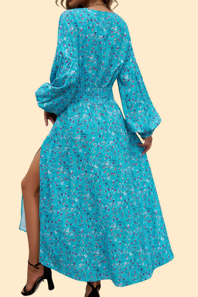 Elegant evening dress with lunar eclipse print