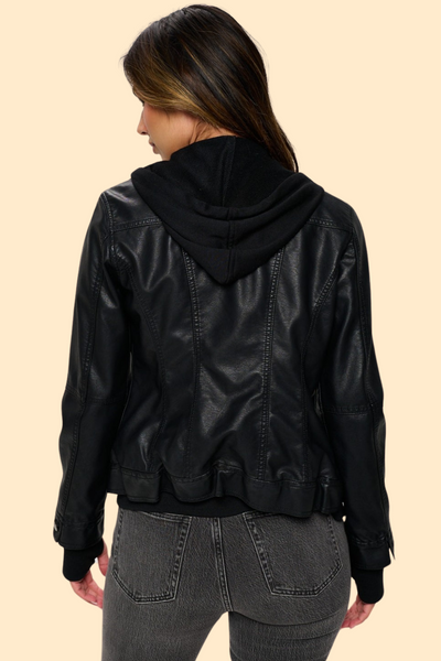 Long sleeve jacket with a double zip closure and hooded design