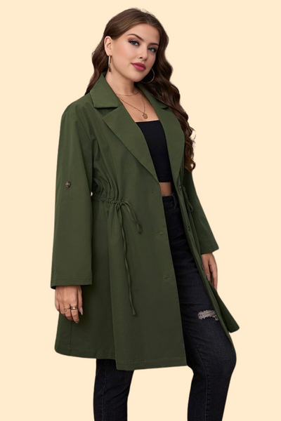 Roll-tab sleeve trench coat by Haute