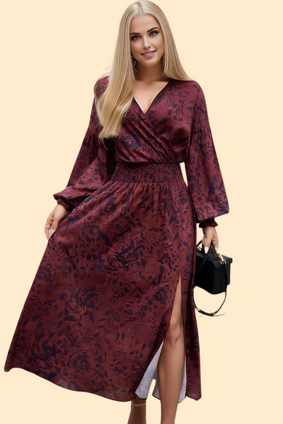Flowing midi dress with side slit