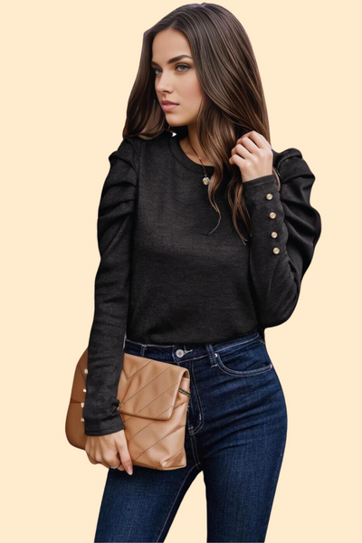 Black Round Neck Blouse
