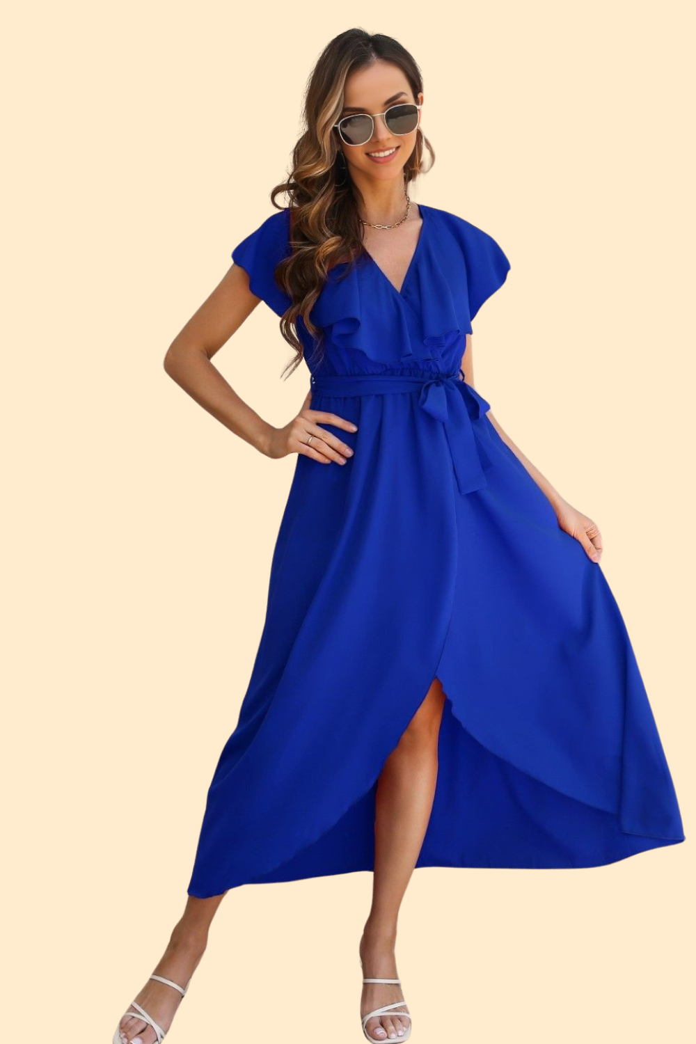 A must-have dark blue midi dress for Women's Wardrobe