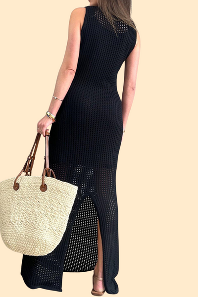 Black cover-up with openwork detailing