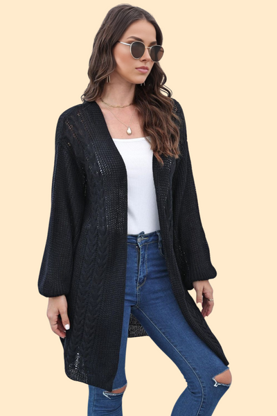 Black Cardigan that is designed to keep you warm and cozy