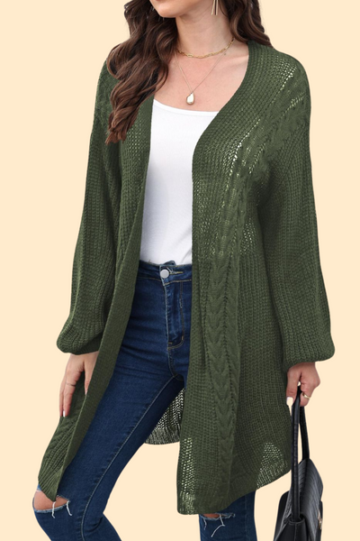 Cardigan with a classic cable-knit pattern
