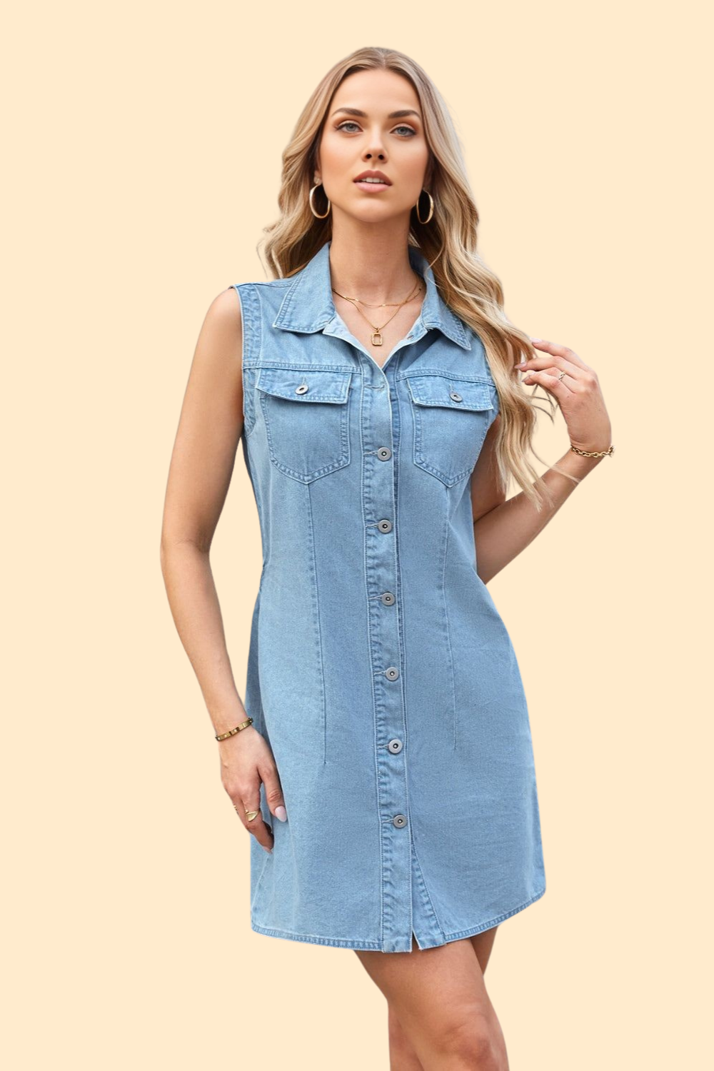Denim dress with a flattering silhouette by Haute Kopal