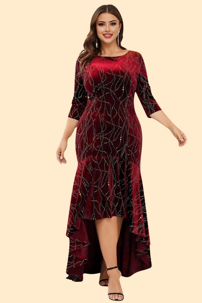 High Low Hem Dress in Burgundy by HauteKopal