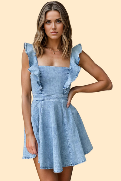 Light Denim ruffled dress