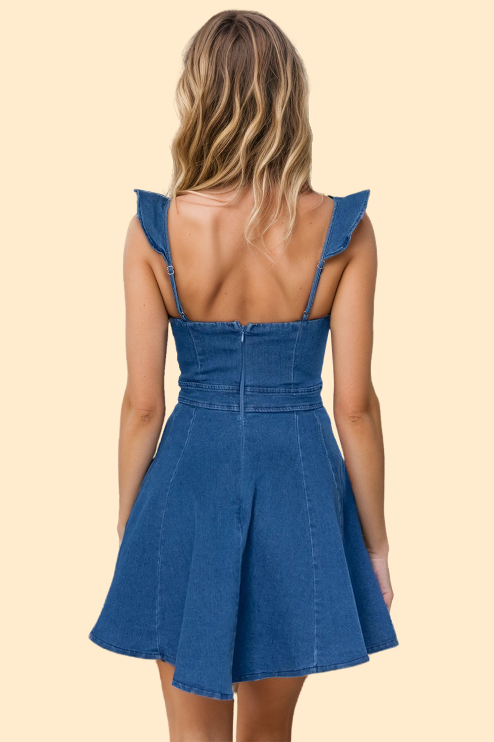 Medium Denim Color ruffled dress