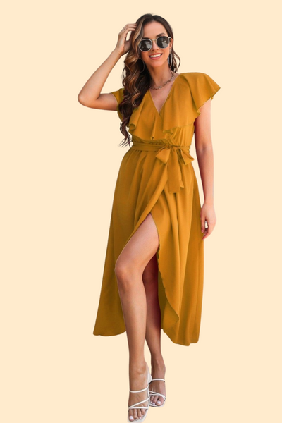 Midi dress that complements various body types