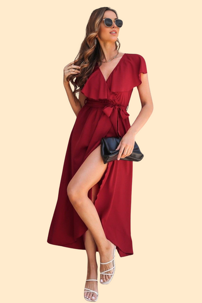 Red Midi dress with a unique and eye-catching design