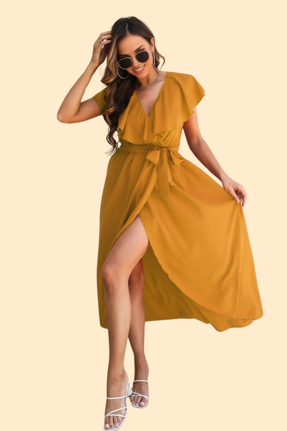 Mustard Color Midi dress that makes a bold statement