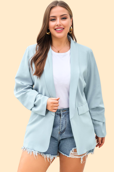 Plus-size shawl collar blazer