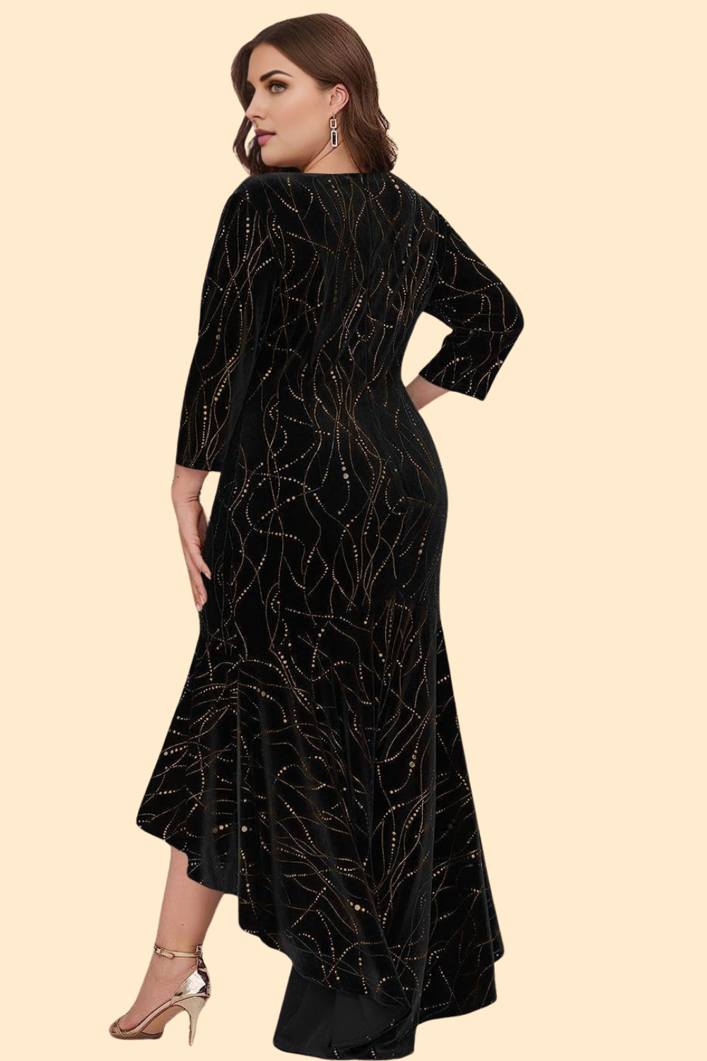 Plus Size Ruffle High Low Hem dress in Black color