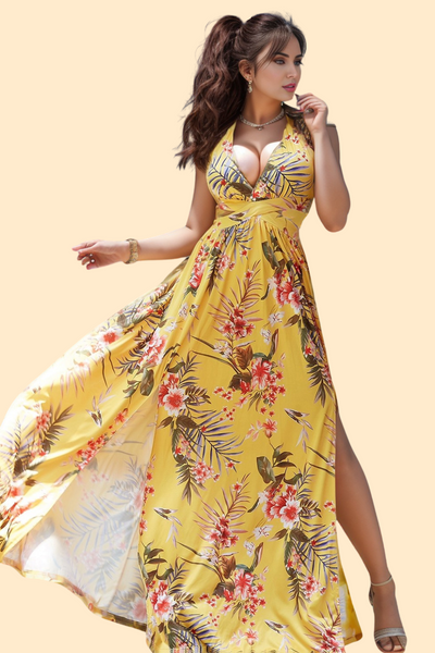 Split Dress in banana yellow