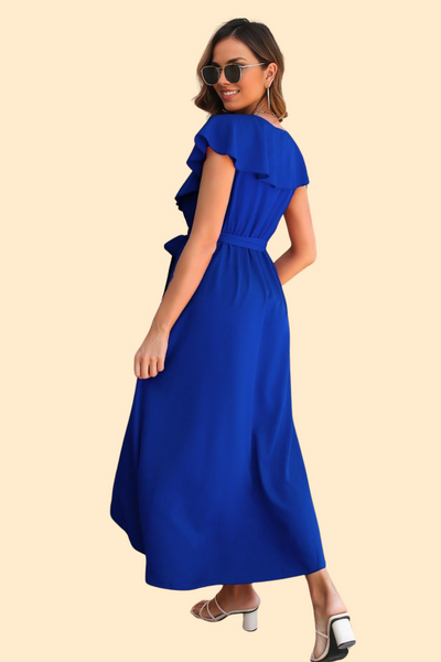 dark blue midi dress